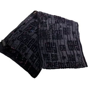 100% Silk Scarf From Kasuri Geometric Velvet Sheer